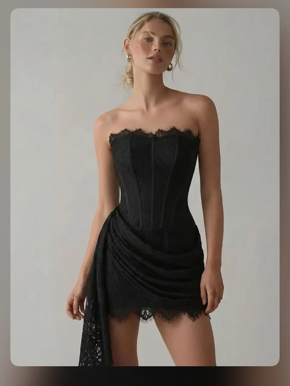 Cider LACE SCULPTURAL TUBE DRAPED BOBYCON MINI DRESS XS CR24-2 - Picture 4 of 5